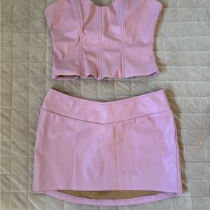 Pink Mini Pencil Skirt with Two Piece